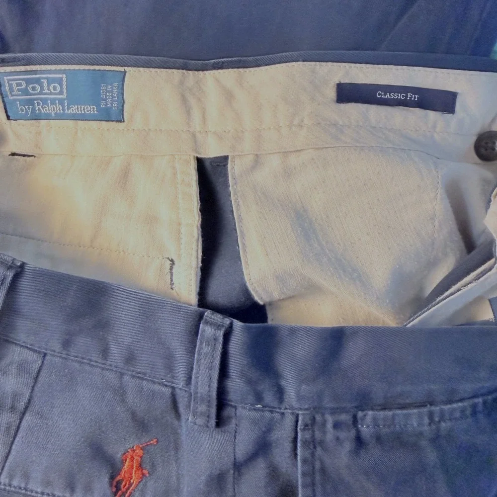 Vintage Polo Ralph Lauren Chino Pants Men 34x34 Blue Classic Fit Twill Prep Pony